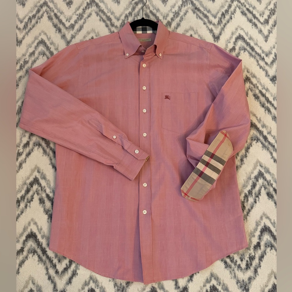 BURBERRY BRIT Classic Button-Down Long Sleeve Shirt with Checkered Accents